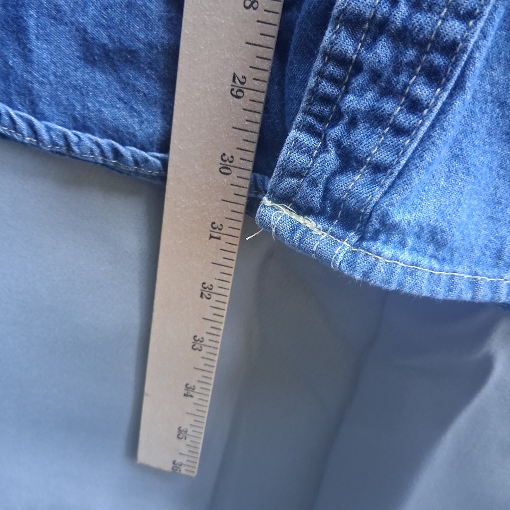 Bit &‎ Bridle Denim Women's Large Shirt Short Sleeve Pearl Snap Western Pockets - Picture 7 of 8
